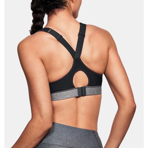 Under Armour, HeatGear Charcoal Heather High-Impact Sports Bra - Picture 12 of 16